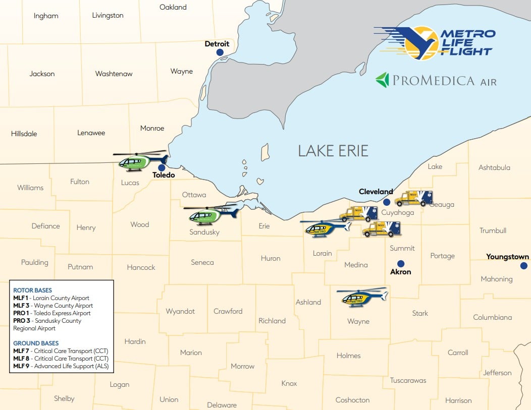 Life Flight service area map