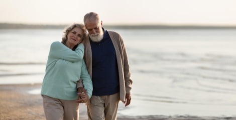 Couple walking on the beach