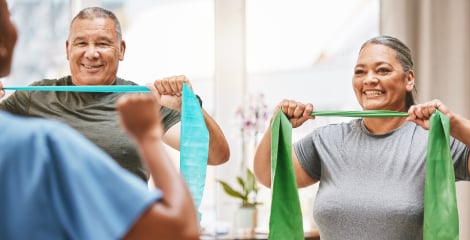 Patients doing physical therapy