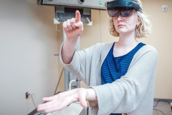 A Brain Rehabilitation patient in a vision and motion test