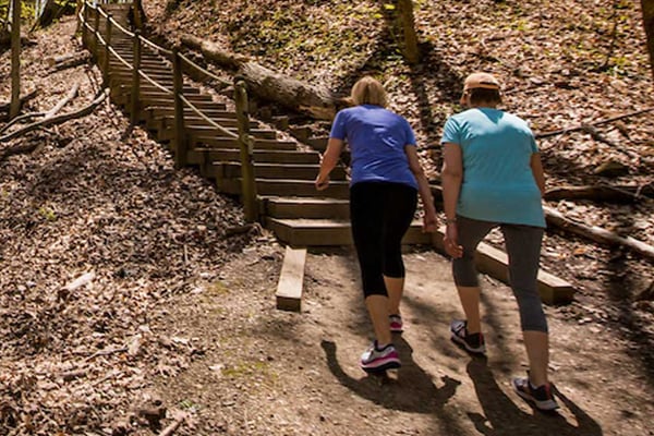 A couple hiking on a trail