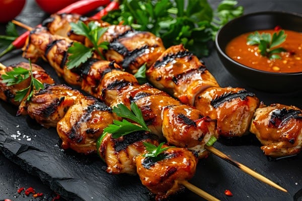Grilled chicken skewers