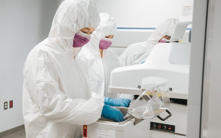Researchers working in the Vector Lab