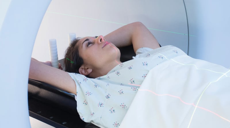 A patient in an MRI machine