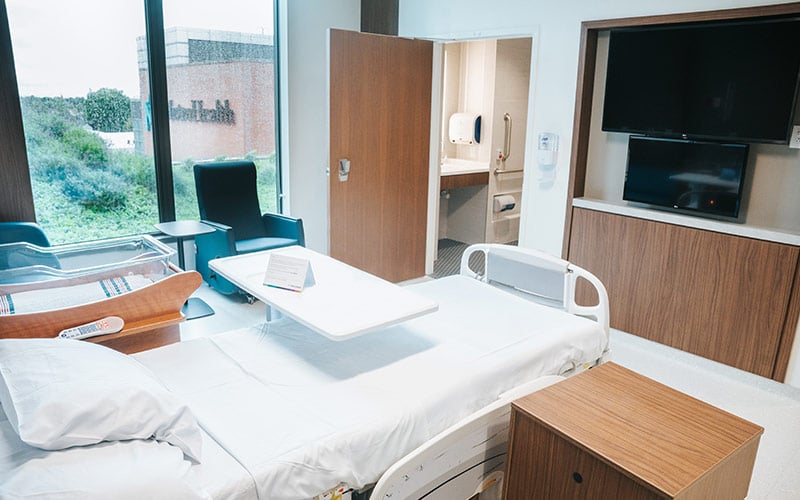 Hospital room in birthing center