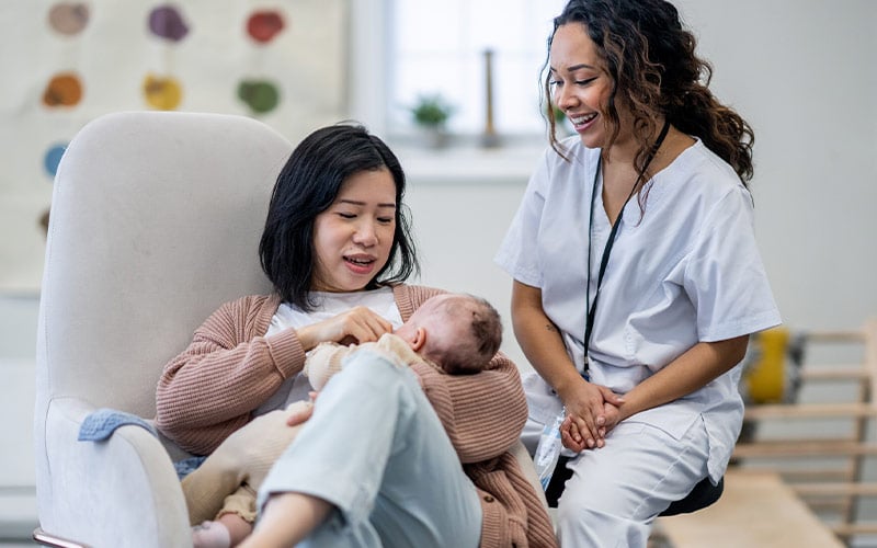 Nurse with new mom