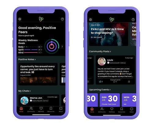 two phones with the app appearing
