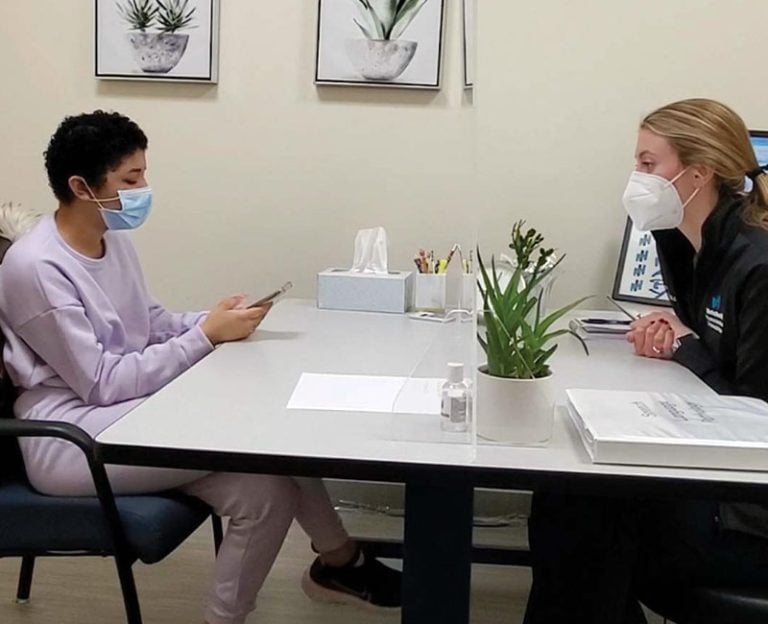A Rehabilitation patient participating in speech therapy